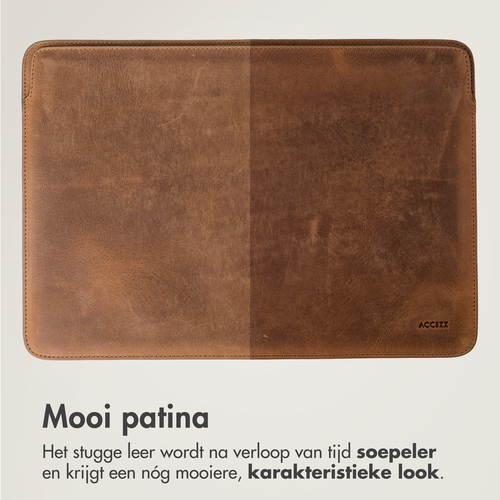 Accezz Leather hoes voor MacBook 16 inch Laptop sleeve Bruin, afbeelding 3