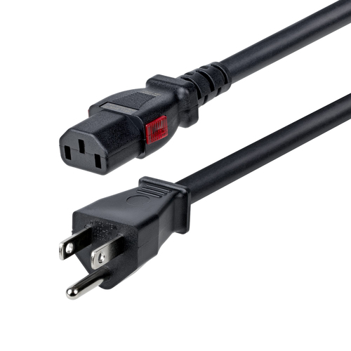 3FT HEAYV DUTY POWER CORD W/NEMA 5-15P AND LOCKING IEC 60320 C13 CONNECTORS; 125