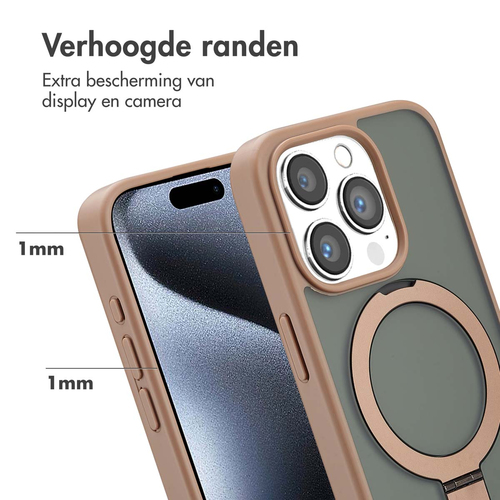 Accezz Ring Stand Backcover met MagSafe iPhone 15 Pro - Brown, afbeelding 5