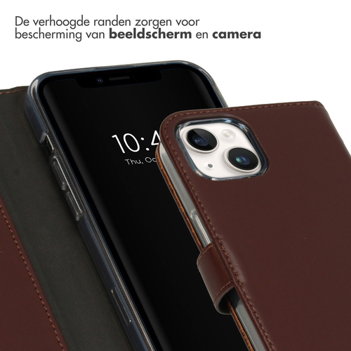 Selencia Echt Lederen Bookcase iPhone 15 - Bruin, afbeelding 4