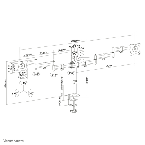 Neomounts NM-D135D3 Monitorarm Zwart, afbeelding 10
