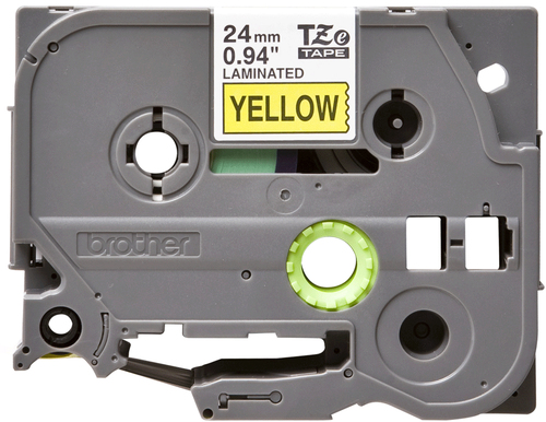 Brother PTouch Tze 8m Tape 24mm Black & Yellow - Tze 651 - image 2