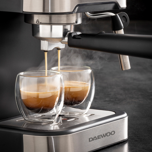 Daewoo Unisex Dual Cup 20 Bar 'Flava' Espresso Coffee Machine w/ Milk Frother 1.5L in Silver Size: 1500ml Silver 1500ml female - image 4