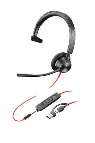 Poly Blackwire 3315 Monaural USB-C Headset +3.5mm +USB-A Adapter - image 8