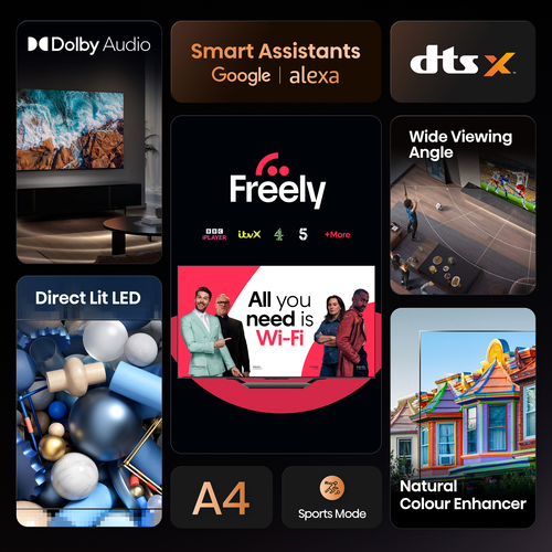 32" Hisense A4Q LED HD Ready Hdr Smart TV with Freely - 32A4QTUK, Black - image 5