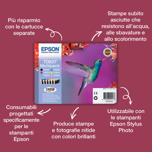 Epson T0803 – Cartuccia magenta originale (Colibrì)