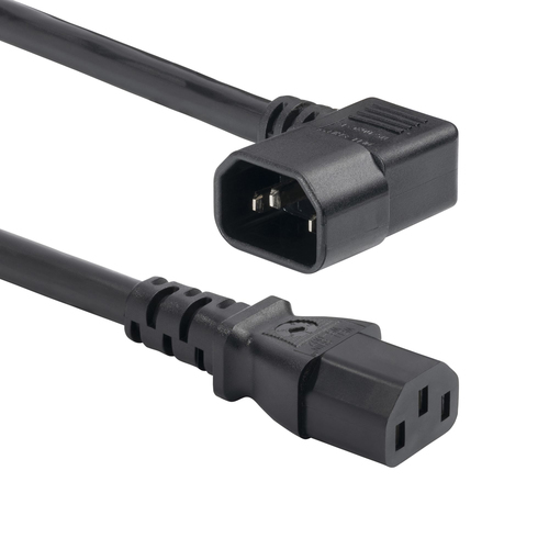 6FT (1.8M) HEAVY DUTY POWER EXTENSION CORD, RIGHT ANGLE IEC 60320 C14 TO STRAIGH
