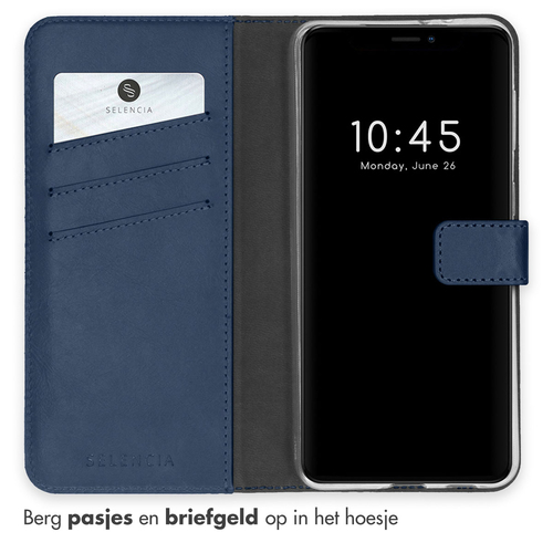 Selencia Echt Lederen Bookcase iPhone 13 - Blauw, afbeelding 3