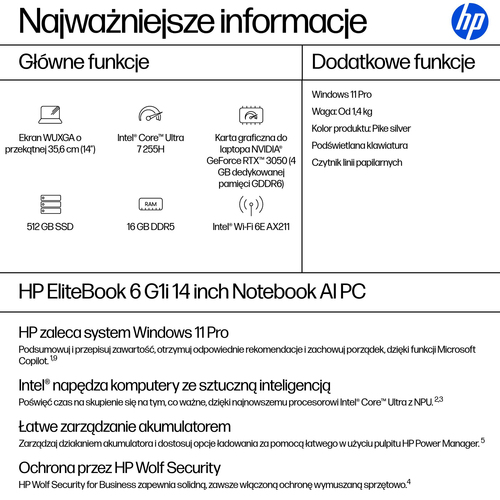 HP Inc. Notebook EliteBook 6 G1i U7-255H 512GB/16GB/W11P/14.0   C51N7ET