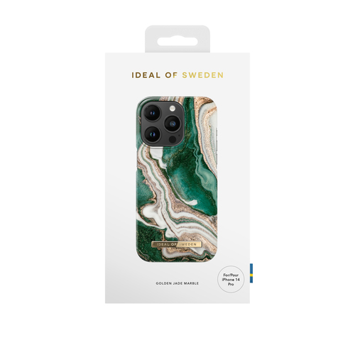 iDeal of Sweden Printed Case iPhone 14PR Golden Jade Marble