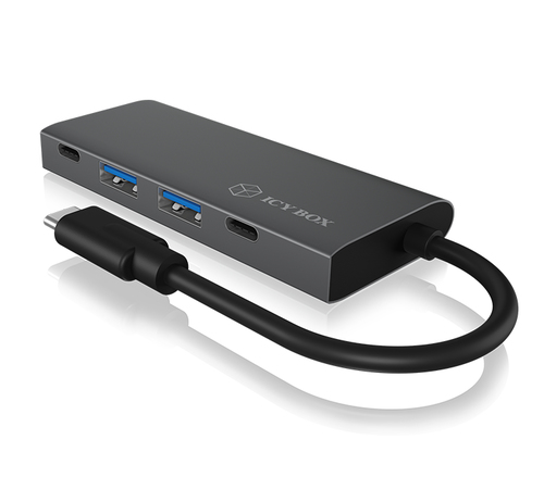 ICY BOX IB-HUB1428-C31 USB 3.2 Gen 2 (3.1 Gen 2) Type-C 10000 Мбит/с Антрацит, Черный