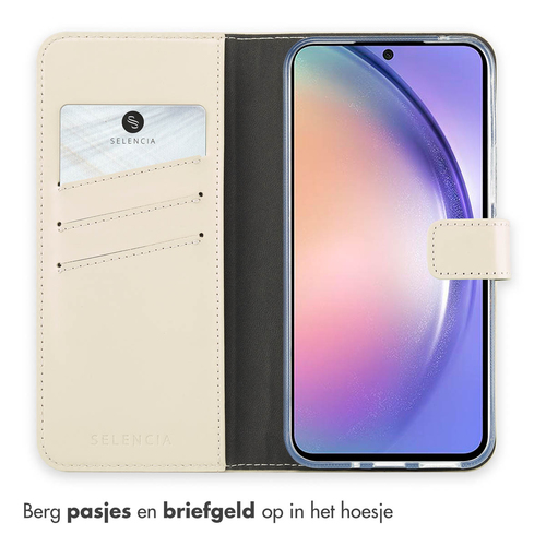 Selencia Echt Lederen Bookcase Samsung Galaxy A54 - Greige, afbeelding 3
