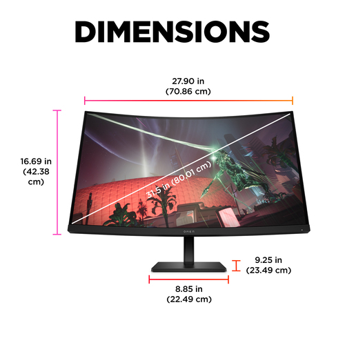 HP Omen 780K6AA#Abu 32" Quad HD Curved Gaming Monitor - 165Hz, 1ms, FreeSync - image 6