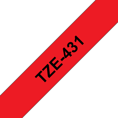 Original Brother P-Touch TZE431 12mm Gloss Tape - Black on Red - image 1