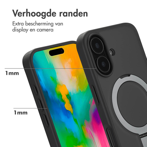 Accezz Ring Stand Backcover met MagSafe iPhone 16 - Zwart, afbeelding 5