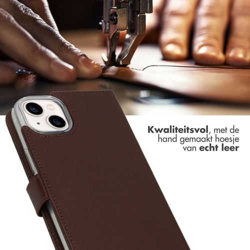 Selencia Echt Lederen Bookcase iPhone 14 Plus - Bruin, afbeelding 2