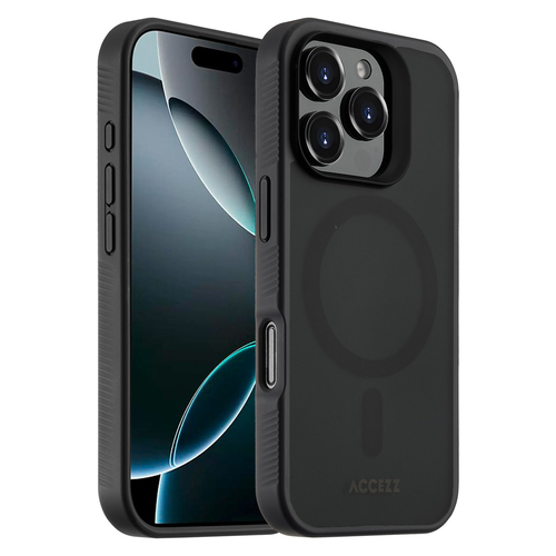 Accezz Rugged Frosted Backcover met MagSafe iPhone 16 Pro - Zwart