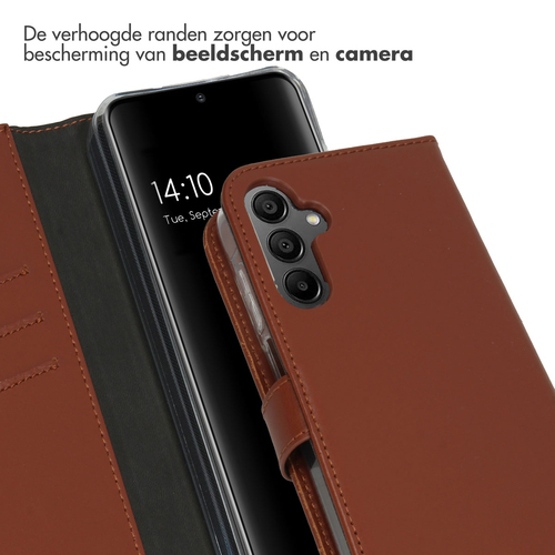 Selencia Echt Lederen Bookcase Samsung Galaxy A15 (5G/4G) - Lichtbruin, afbeelding 4