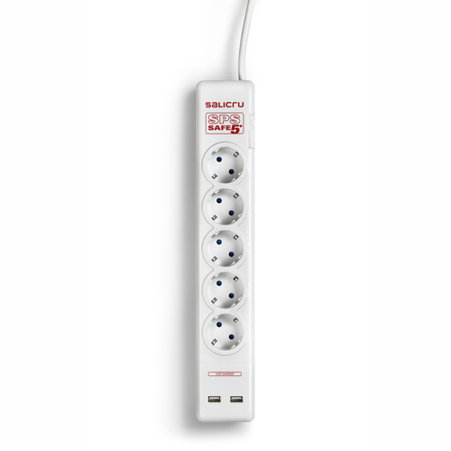 Regleta Sps Safe 5+ 5 Tomas Schuko 2 Usb