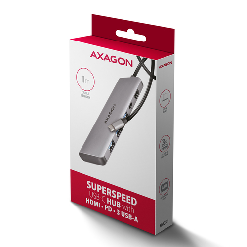 AXAGON SuperSpeed USB-C Hub USB-Hubs - USB 31 - 5 - silber – Foto 8 von 8