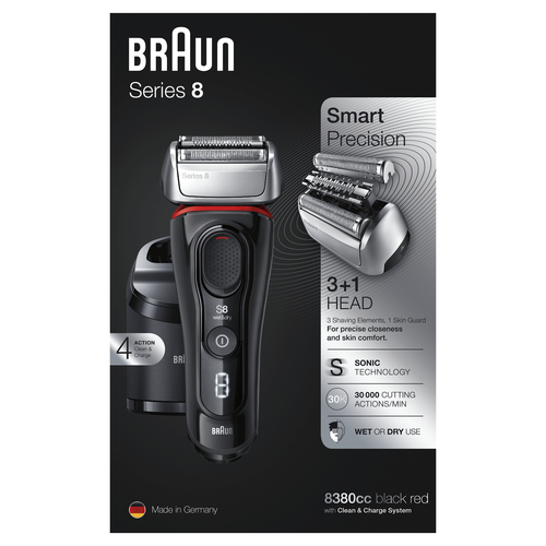 Braun Series 8 8380cc Next Generation Electric Shaver, Clean&Charge Station, Fabric Case, Black – image 4