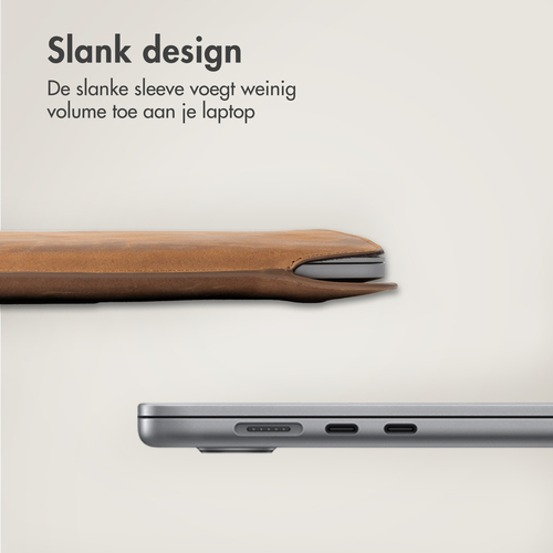 Accezz Leather hoes voor MacBook 15 inch Laptop sleeve Bruin, afbeelding 6