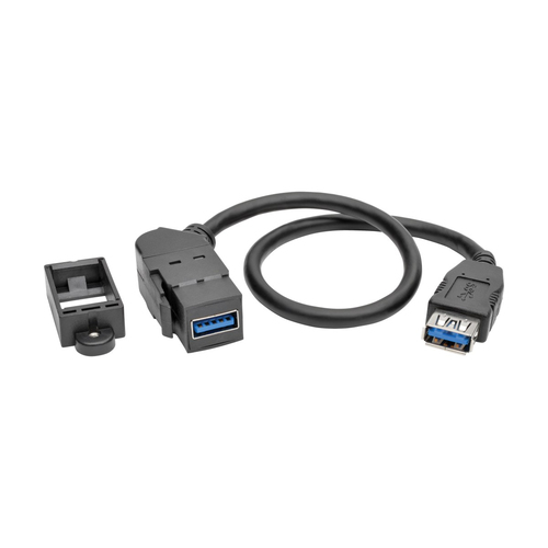 U325-001-KPA-BK Cable acoplador de montaje en panel Keystone USB 3.0 de Tripp Lite F / F en ángulo de 1 pie