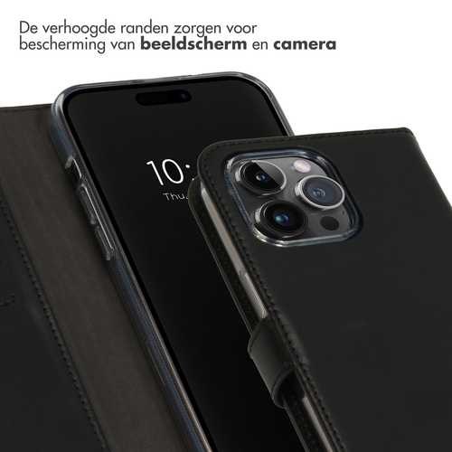Selencia Echt Lederen Bookcase iPhone 15 Pro Max - Zwart, afbeelding 4