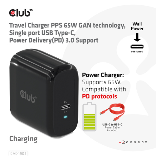 CLUB3D Travel Charger PPS – image 2