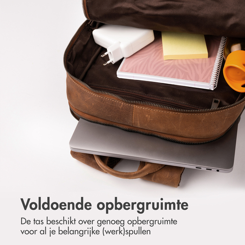 Accezz Leather Laptop rugzak 16 inch - Cognac, afbeelding 7
