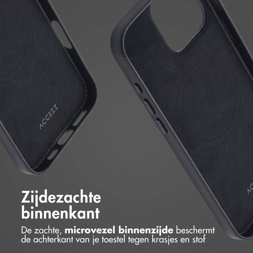 Accezz MagSafe Leather Backcover voor iPhone 16 Pro Max Telefoonhoesje Zwart, afbeelding 8