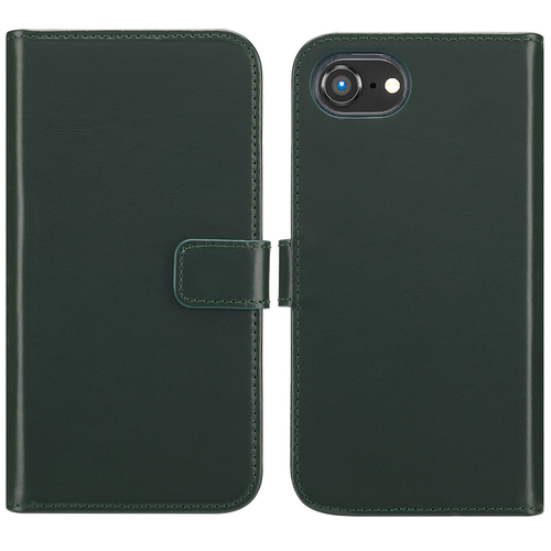 Selencia Echt Lederen Bookcase iPhone SE 4 - Groen