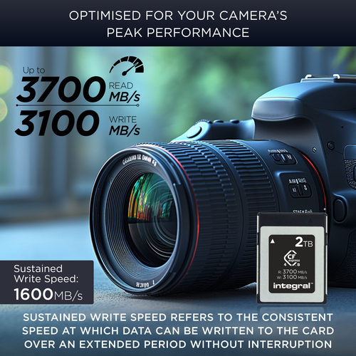 Integral 2TB CFEXPRESS MEMORY CARD 4.0 TYPE B UP TO R-3700 W-3100 MBS SUSTAINED WRITE 1600MBS STUDIO GRADE -12C ~ 72C TBW 1200 – image 3