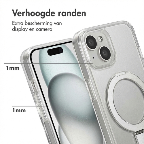 Accezz Ring Stand Backcover met MagSafe iPhone 15 - Transparant, afbeelding 6