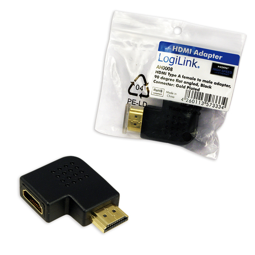 Logilink HDMI-Adapter HDMI>HDMI St/Bu 90° plat gewinkelt, afbeelding 3