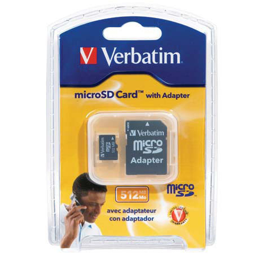 Verbatim microSD Card & Adapter - 512MB