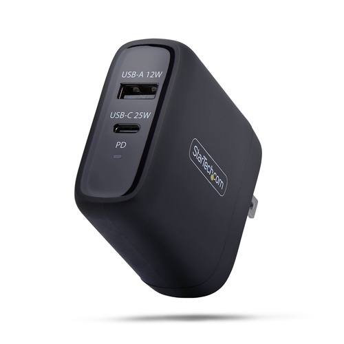 DELIVER UP TO 25W USB-C POWER DELIVERY (5V, 9V) PLUS 12W USB-A OUTPUT FOR PHONES