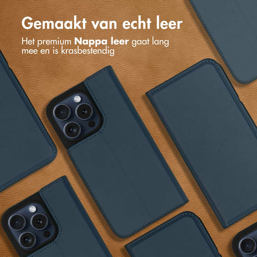 Accezz Premium Leather Slim Bookcase iPhone 15 Pro - Donkerblauw, afbeelding 2