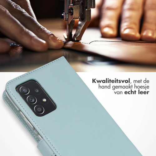 Selencia Echt Lederen Bookcase Samsung Galaxy A52(s) (5G/4G) -Lichtblauw, afbeelding 2