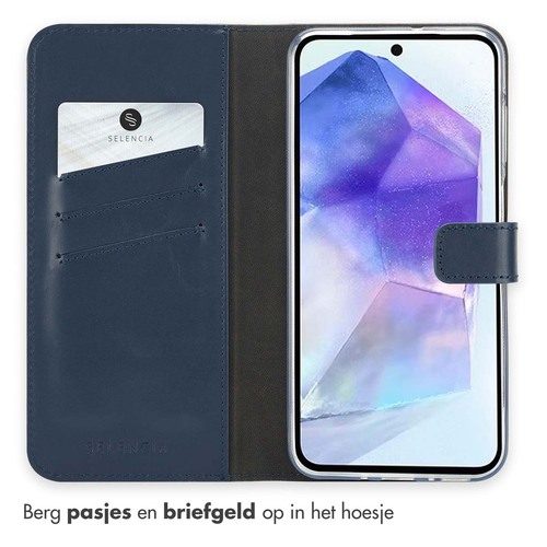Selencia Echt Lederen Bookcase Samsung Galaxy A26 - Blauw, afbeelding 3