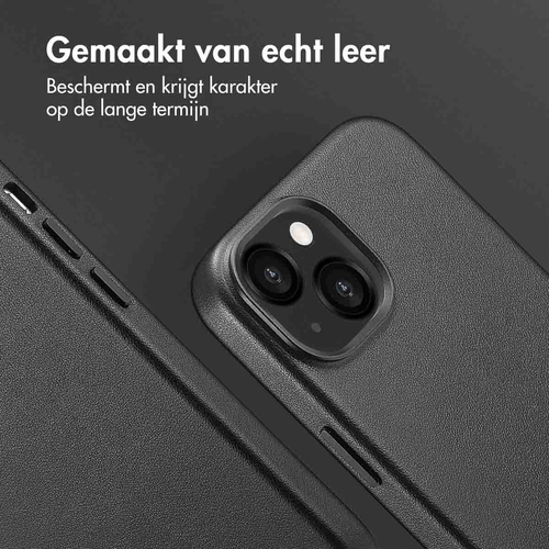Accezz MagSafe Leather Backcover iPhone 13 - Onyx Black, afbeelding 4