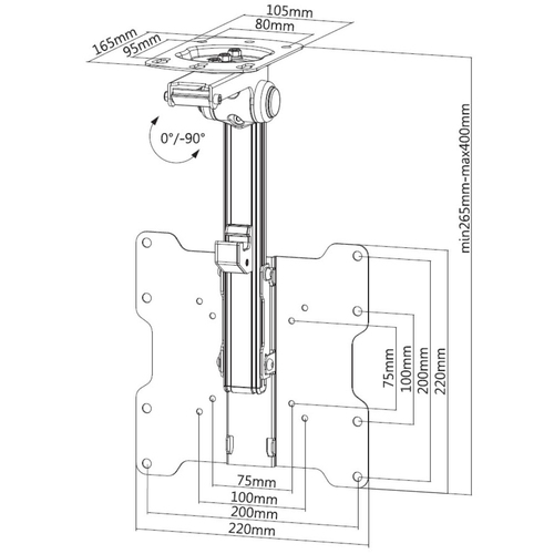 Techly plafondmontagebeugel voor LCD TV LED 17-37", afbeelding 3