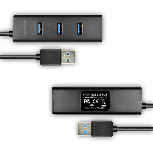 AXAGON USB-A 30 Hub mit Micro USB Stromanschluss USB-Hubs - USB 32 - 4 - Schwarz – Foto 4 von 11