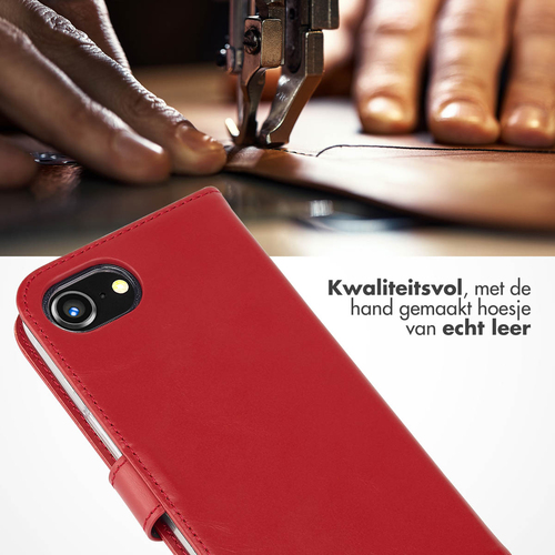 Selencia Echt Lederen Bookcase iPhone SE 4 - Rood, afbeelding 2