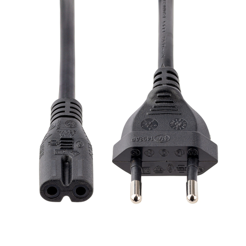 StarTech.com 1m (3ft) Laptop Power Cord, EU Plug to C7, 2.5A 250V, 18AWG, Notebook / Laptop Replacement AC Power Cord, Printer/Power Brick Cord, Europlug to IEC 60320 C7 - Laptop Charger Cable, UL Listed Strømkabel 1m Sort – billede 2