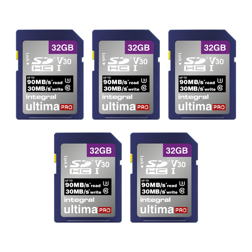 Integral 32GB 5PK SDHC UHS-1 U3 CL10 V30 UP TO R-90 W-30 MBS WITH METAL CARD CASE – image 3
