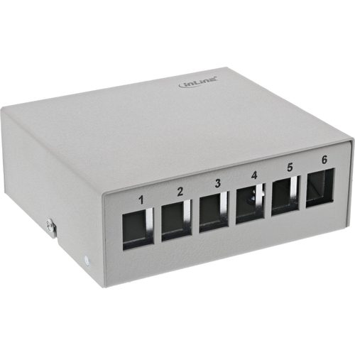 Product image: InLine Desktop Consolidation Point Box 6x Keystone RJ45, metal, RAL7035