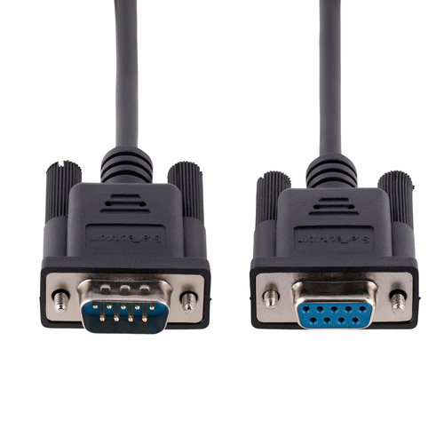 StarTech.com 3m RS232 Serial Null Modem Cable, Crossover Serial Cable w/Al-Mylar Shielding, DB9 Serial COM Port Cable Female to Male, Compatible w/DTE Devices - Tool-Less Design w/Thumbscrews, Black, F/M (9FMNM-3M-RS232-CABLE) Nulmodem-kabel 3m Sort – billede 4