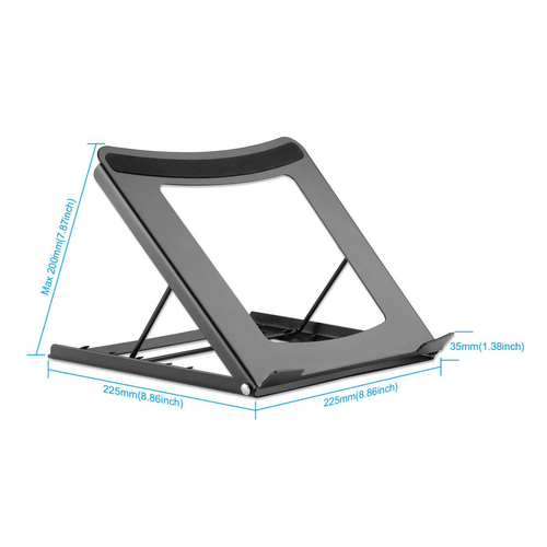 Manhattan Soporte para portátil y tablet ajustable (5 posiciones), apto para tablets y portátiles hasta 15,6", portátil y ligero, acero, negro imagen 2