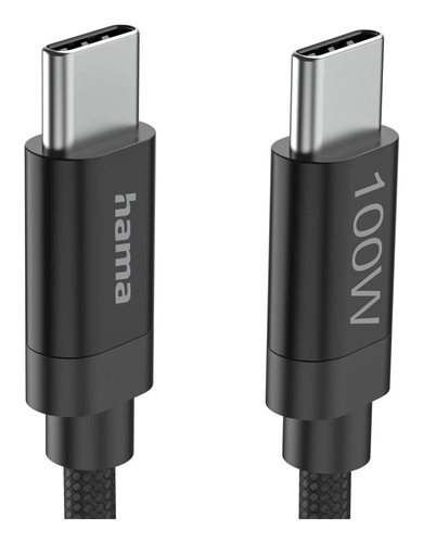 Hama Fabric USB-C - USB-C 100W 3 m nylon Oplader Zwart, afbeelding 5